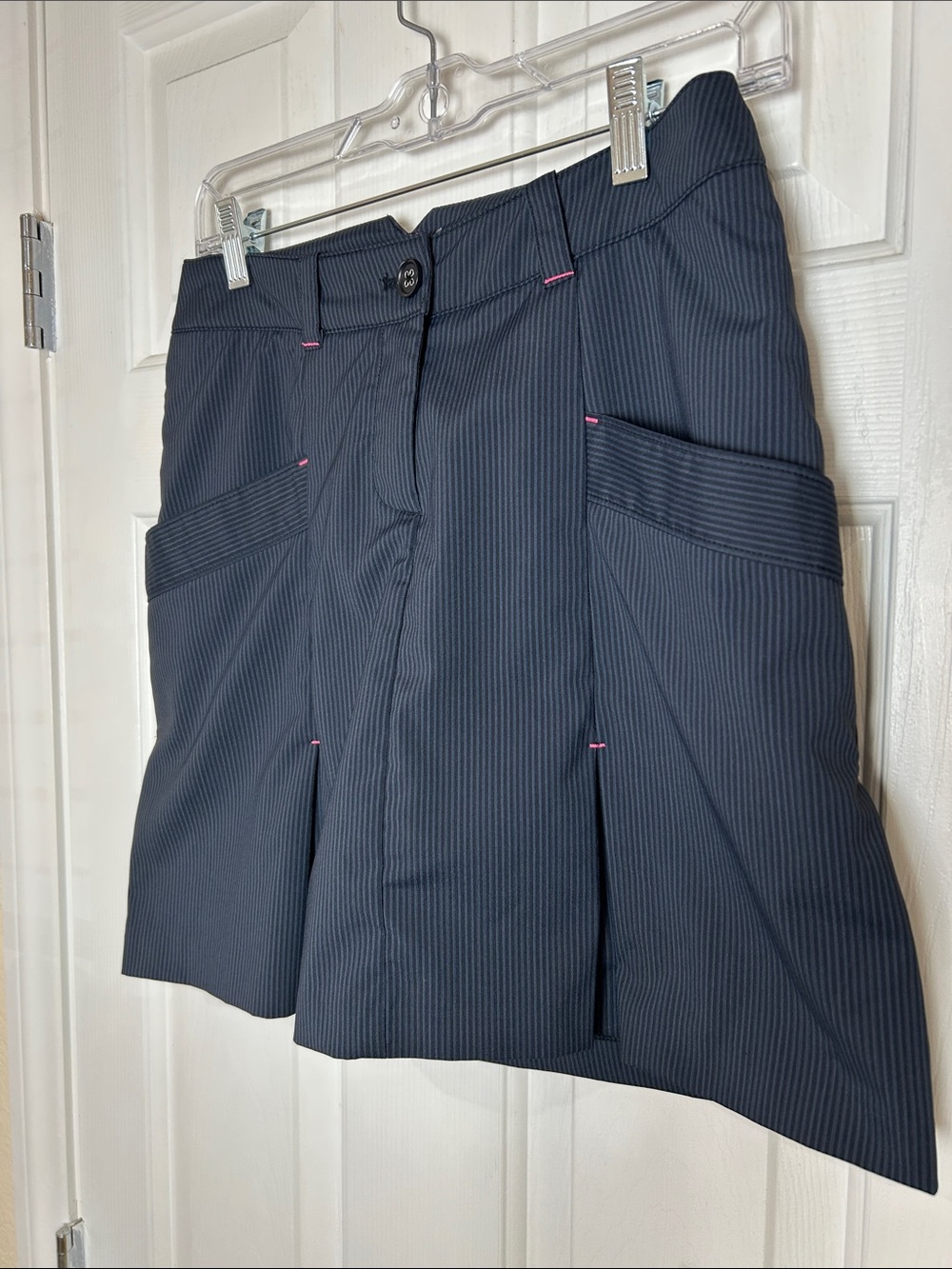 Nike Golf Tour Performance Dri-FIT Skort Navy Pinstripe Pink Accents Size 2 - Picture 3 of 10